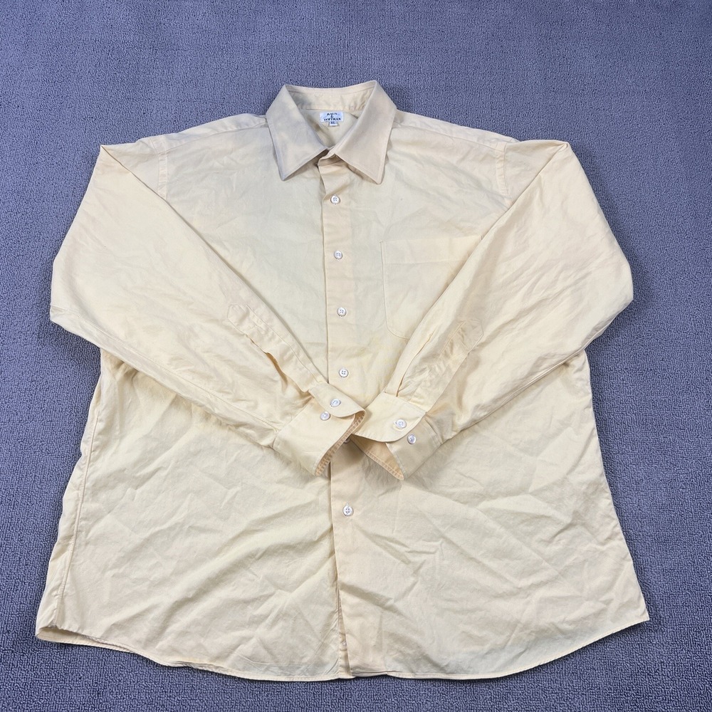 Maus And Hoffman Shirt Adult Extra Large Yellow Button Up Long Sleeve Casual Men